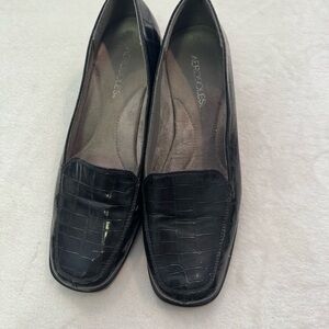 Black croc embossed wedged Aerosoles—9 1/2 M. dressy /casual.
